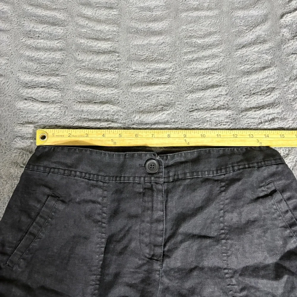 Chicos 0 Black 100% Linen Wide Leg Pants Mid Rise Elastic Back Casual AQ669